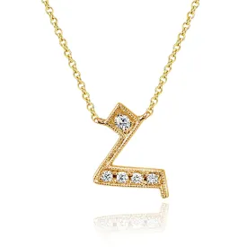 14K Yellow Gold Armenian Initial Diamond Necklace