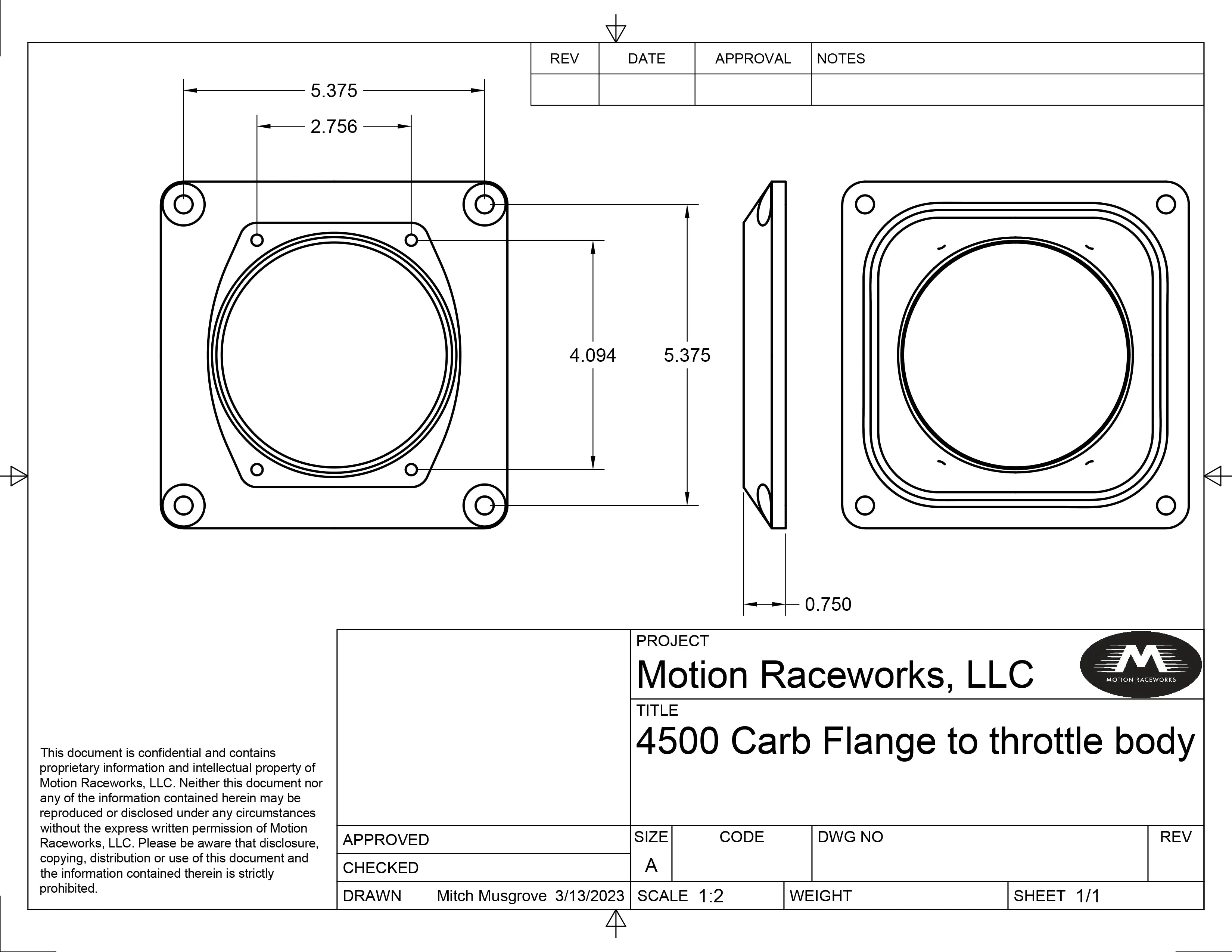 4500 to 102mm EFI Throttle Body Flange 10-13020