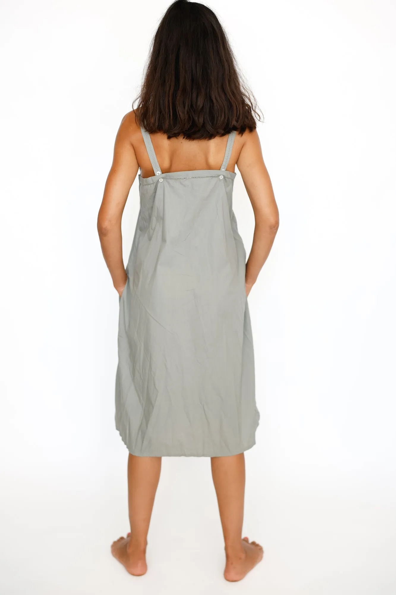 A-Line Slip Dress,  Battleship