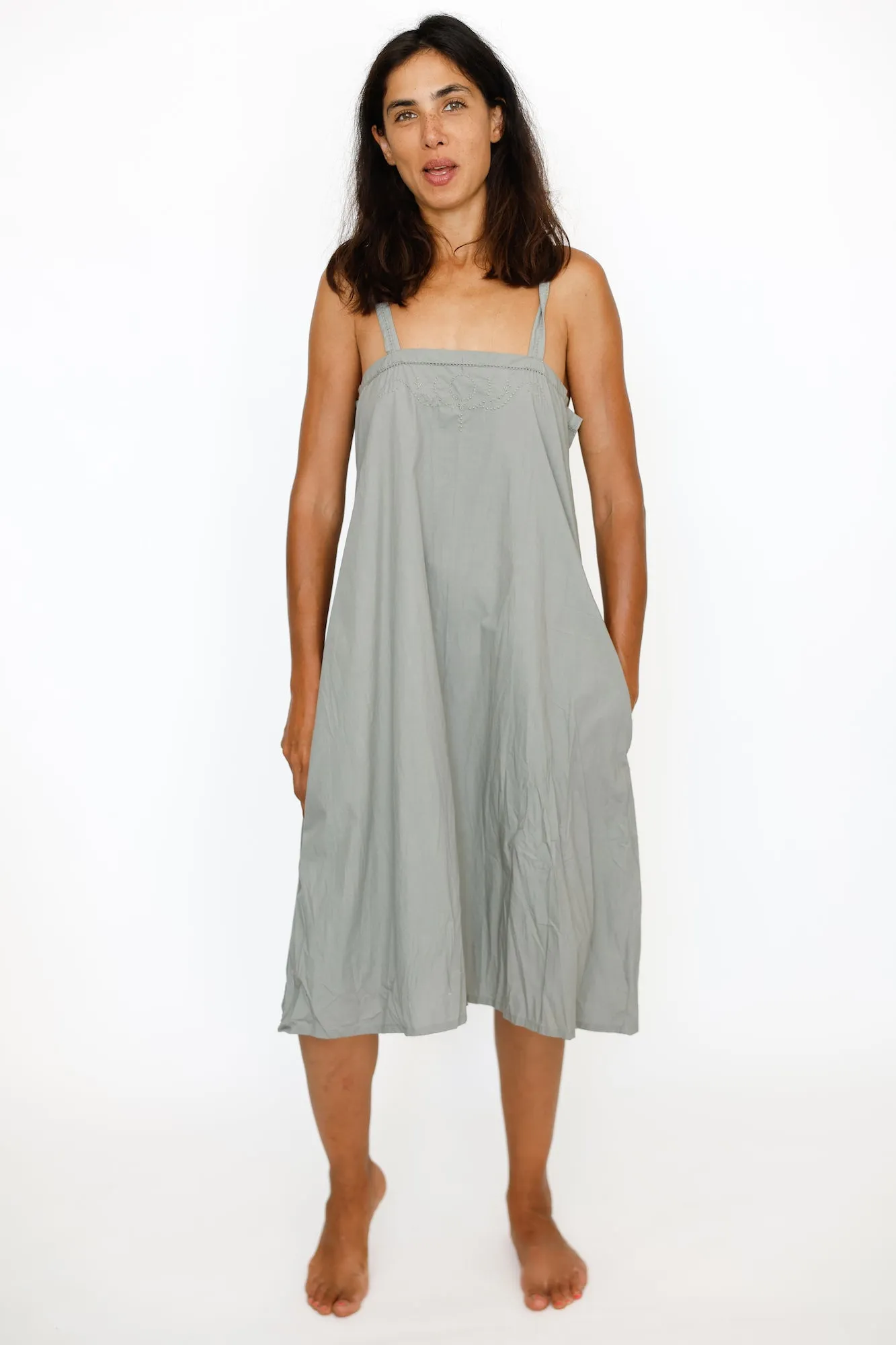 A-Line Slip Dress,  Battleship
