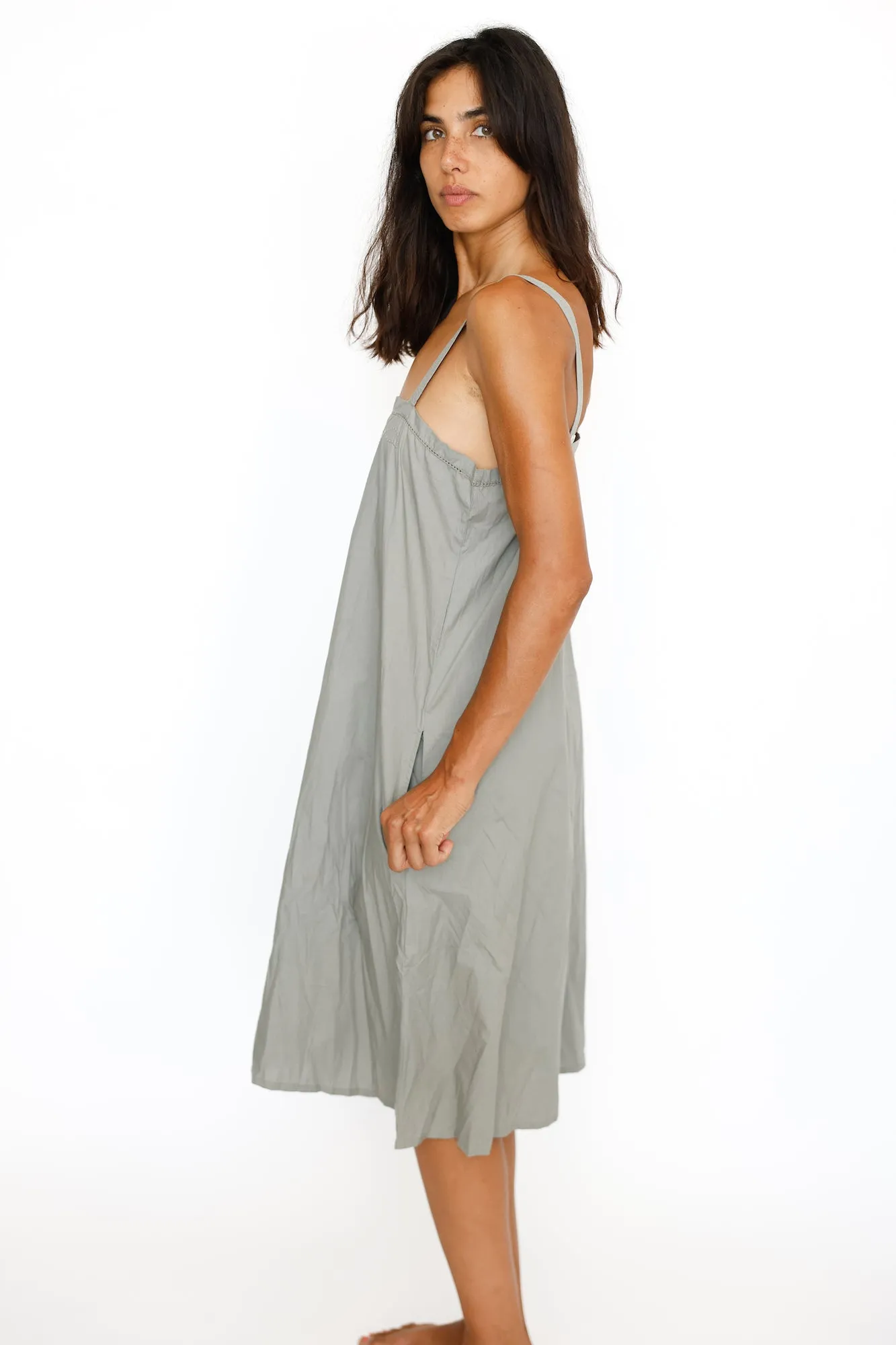 A-Line Slip Dress,  Battleship
