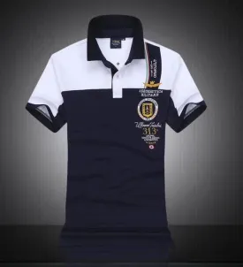 Aeronautica Millitare Virtue Siderum Tenus NavyBlue White Shortsleeve Polo