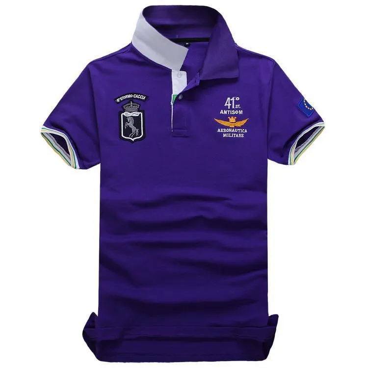 Aeronautica Stormo Caccia  Short Sleeve Shirt  Polo-Purple