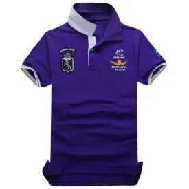 Aeronautica Stormo Caccia  Short Sleeve Shirt  Polo-Purple