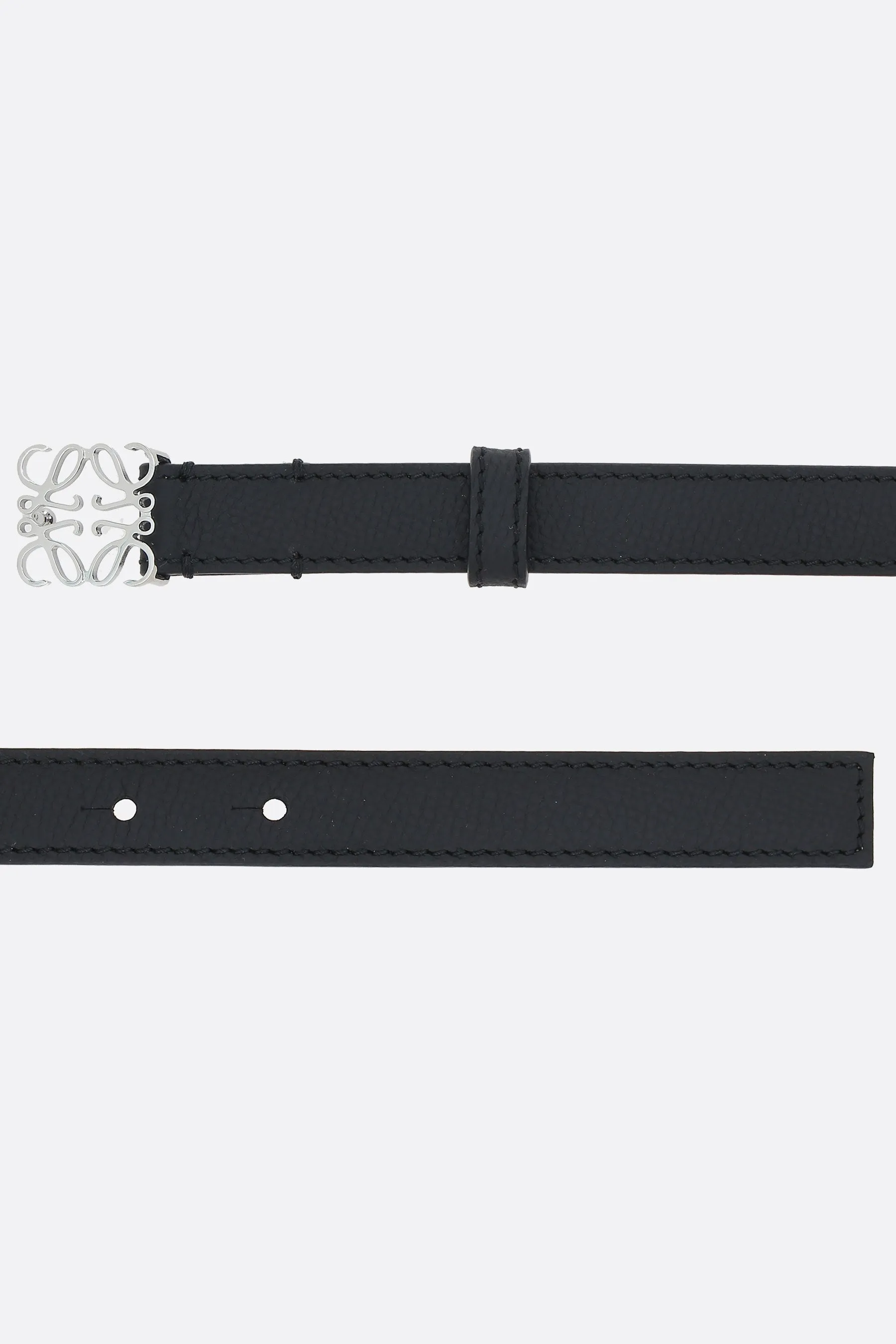 Anagram pebble grain leather thin belt
