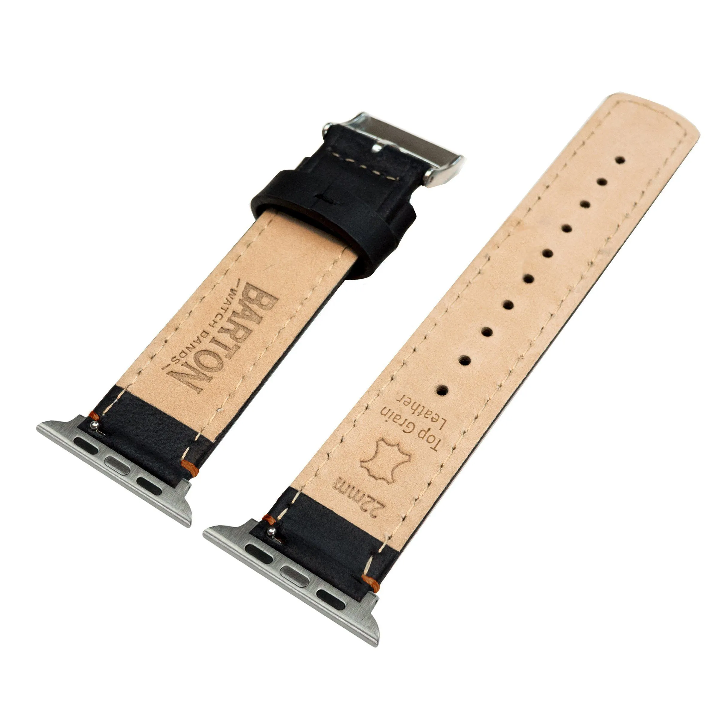 Apple Watch Black Leather Orange Stitching Watch Band