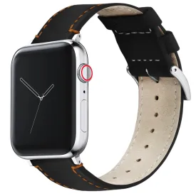 Apple Watch Black Leather Orange Stitching Watch Band