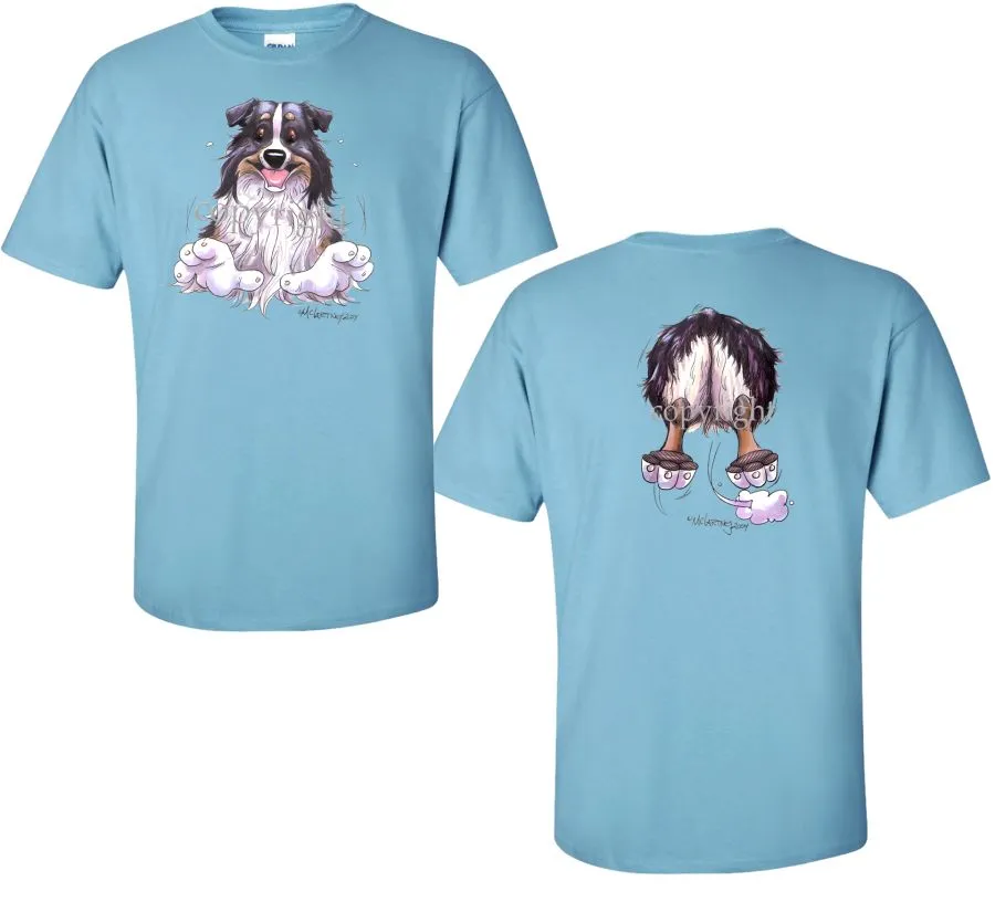 Australian Shepherd  Black Tri - Coming and Going - T-Shirt (Double Sided)