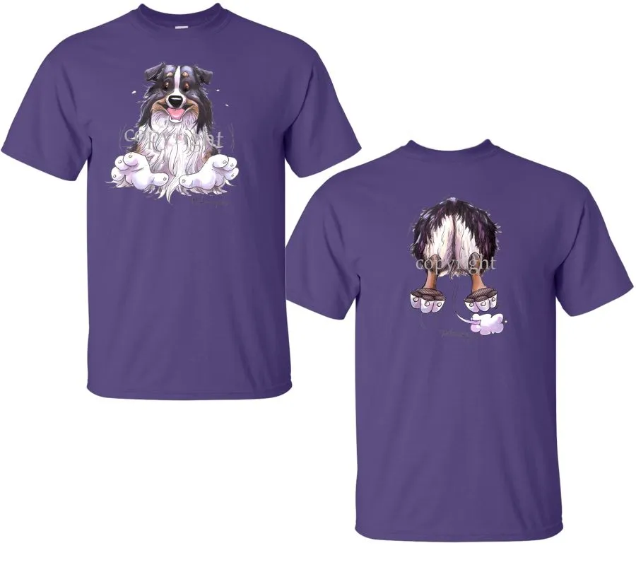 Australian Shepherd  Black Tri - Coming and Going - T-Shirt (Double Sided)