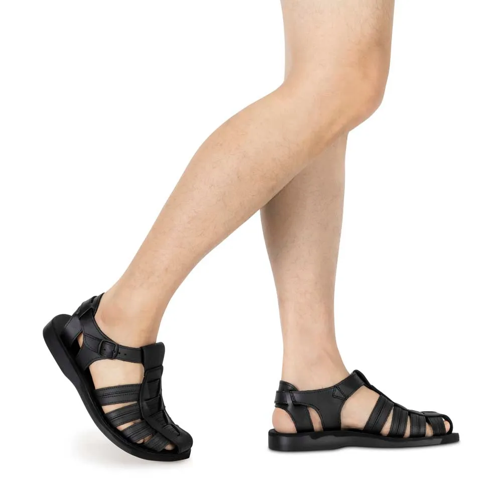 Barak - Leather Closed Toe Sandal | Black