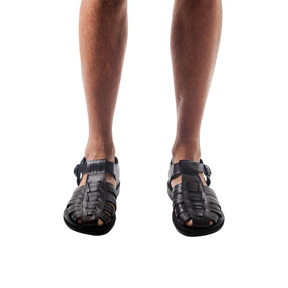 Barak - Leather Closed Toe Sandal | Black
