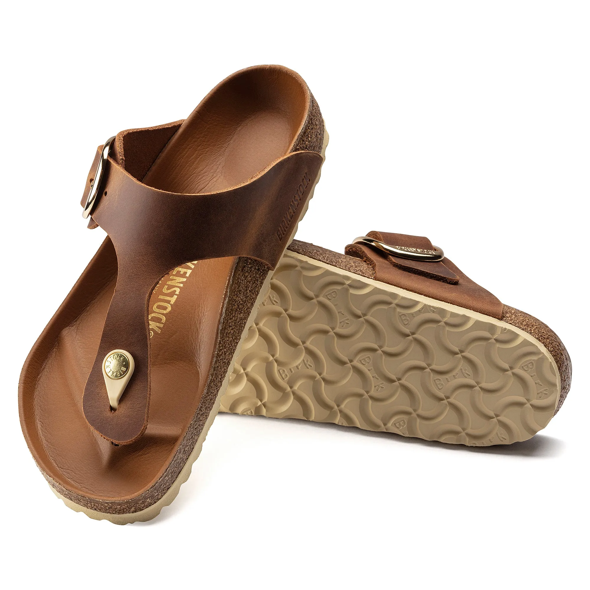 BIRKENSTOCK Gizeh Big Buckle Oiled Leather Cognac