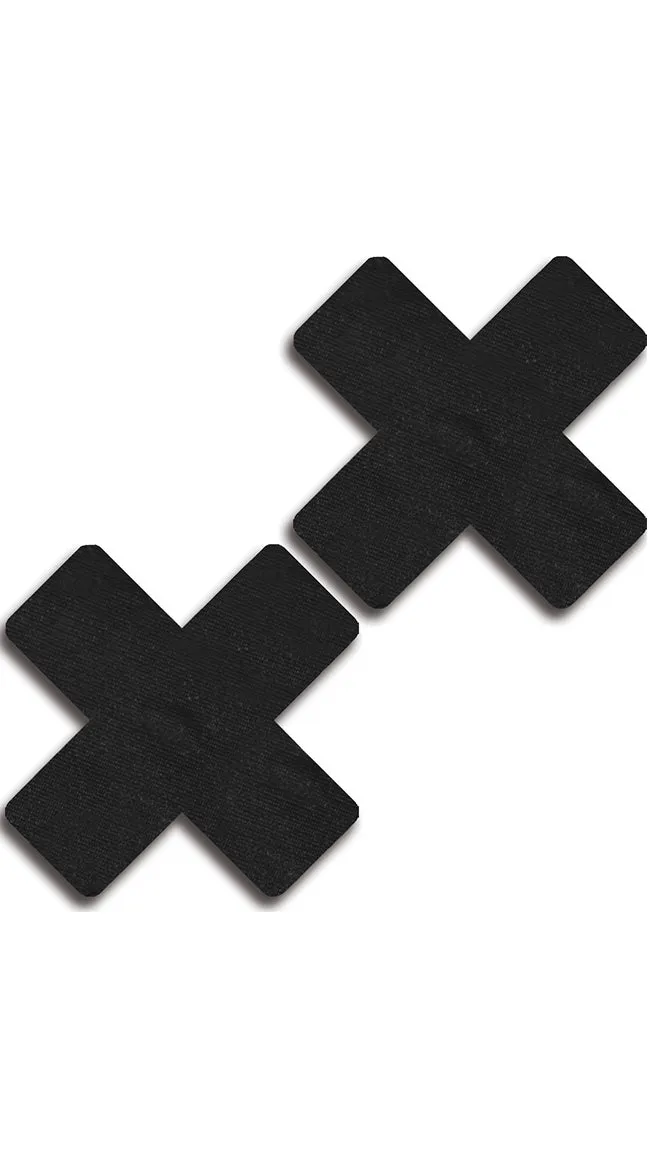 Black Faux Leather Cross Pasties