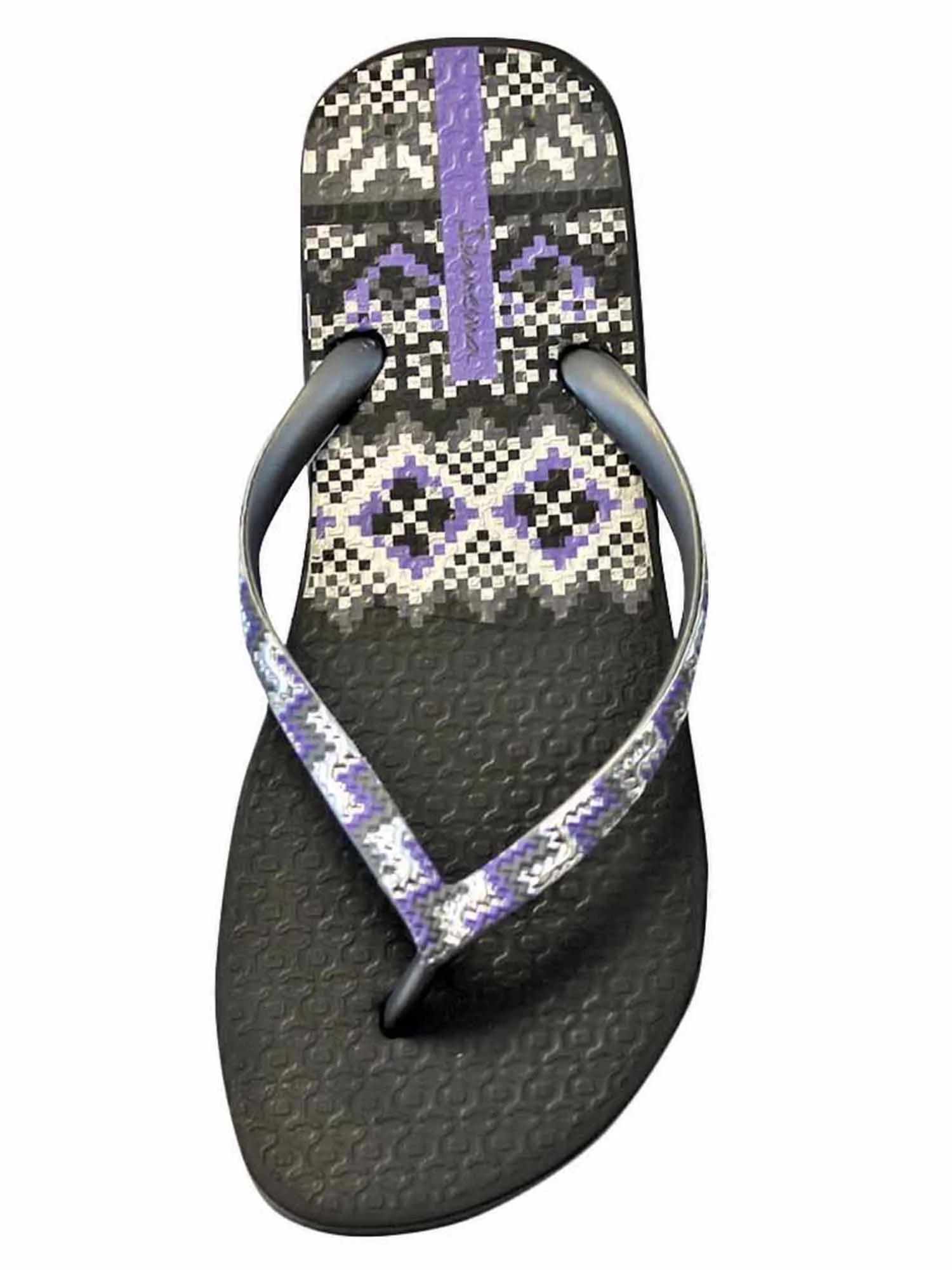 Black Lavender & Silver Ipanema Tribal Pattern Trends Flip Flop