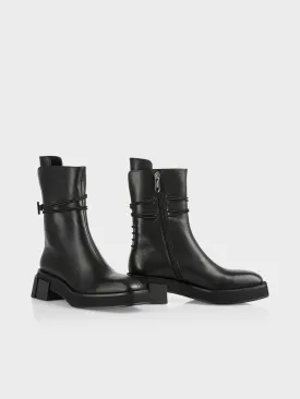 black leather boots