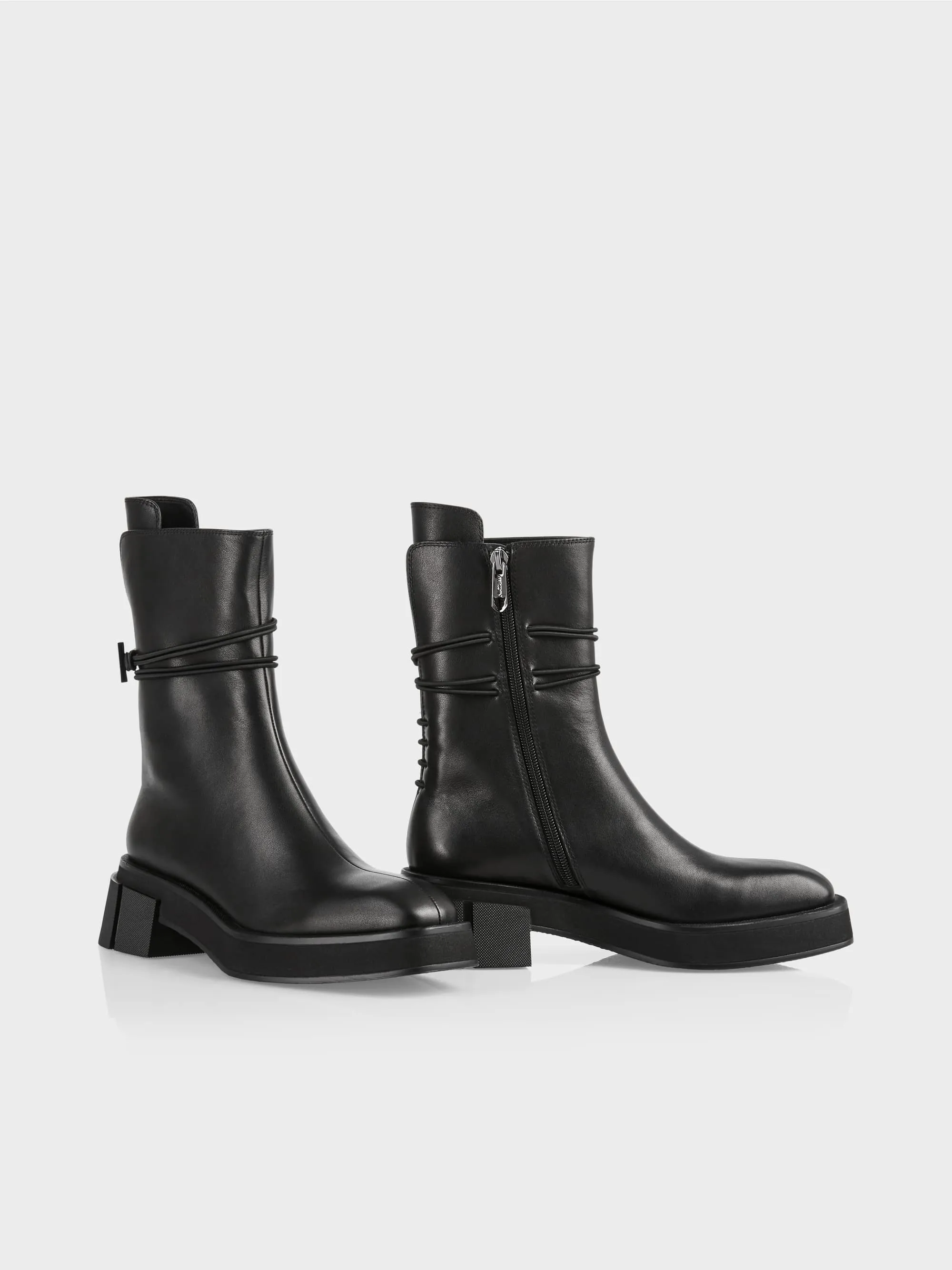 black leather boots