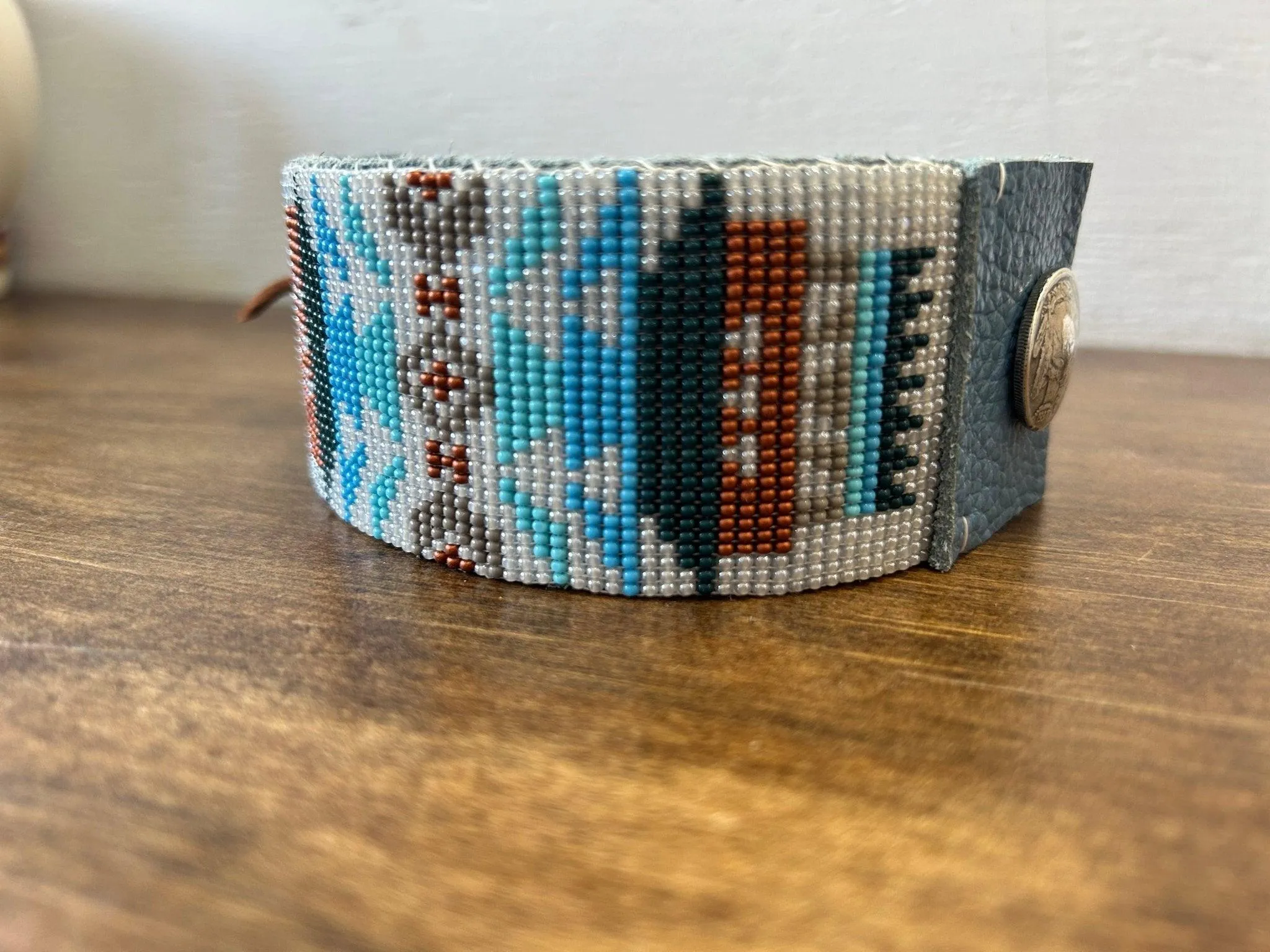 Blue Pendleton Blanket Beaded Bracelet