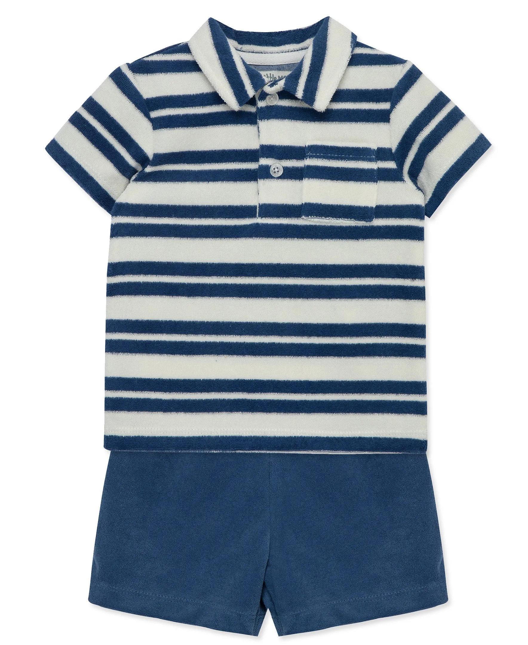 Blue Stripe Terry Short Set (12M-24M)