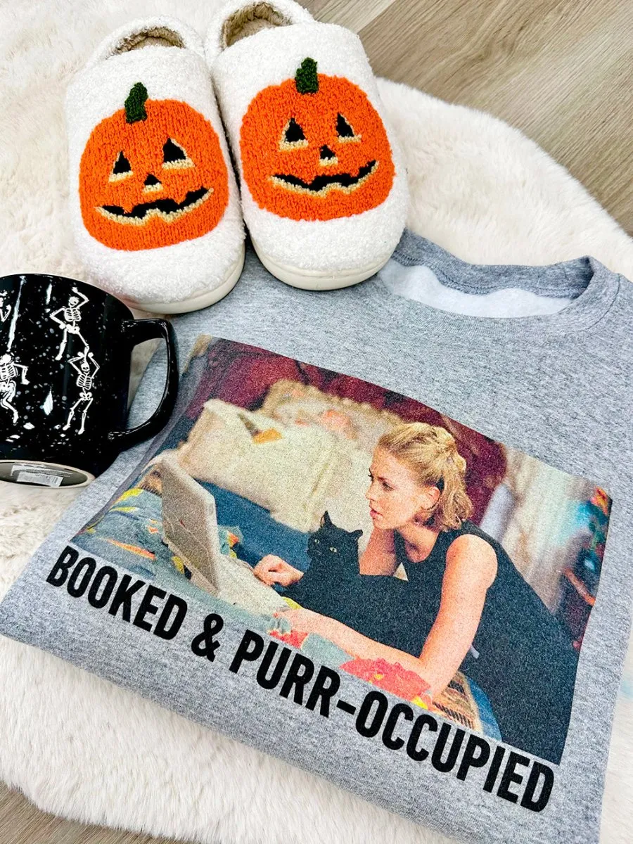 'Booked & Purr-Occupied' Crewneck Sweatshirt