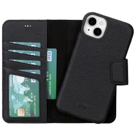 Burkley iPhone 15 Wallet Case, Pebble Black