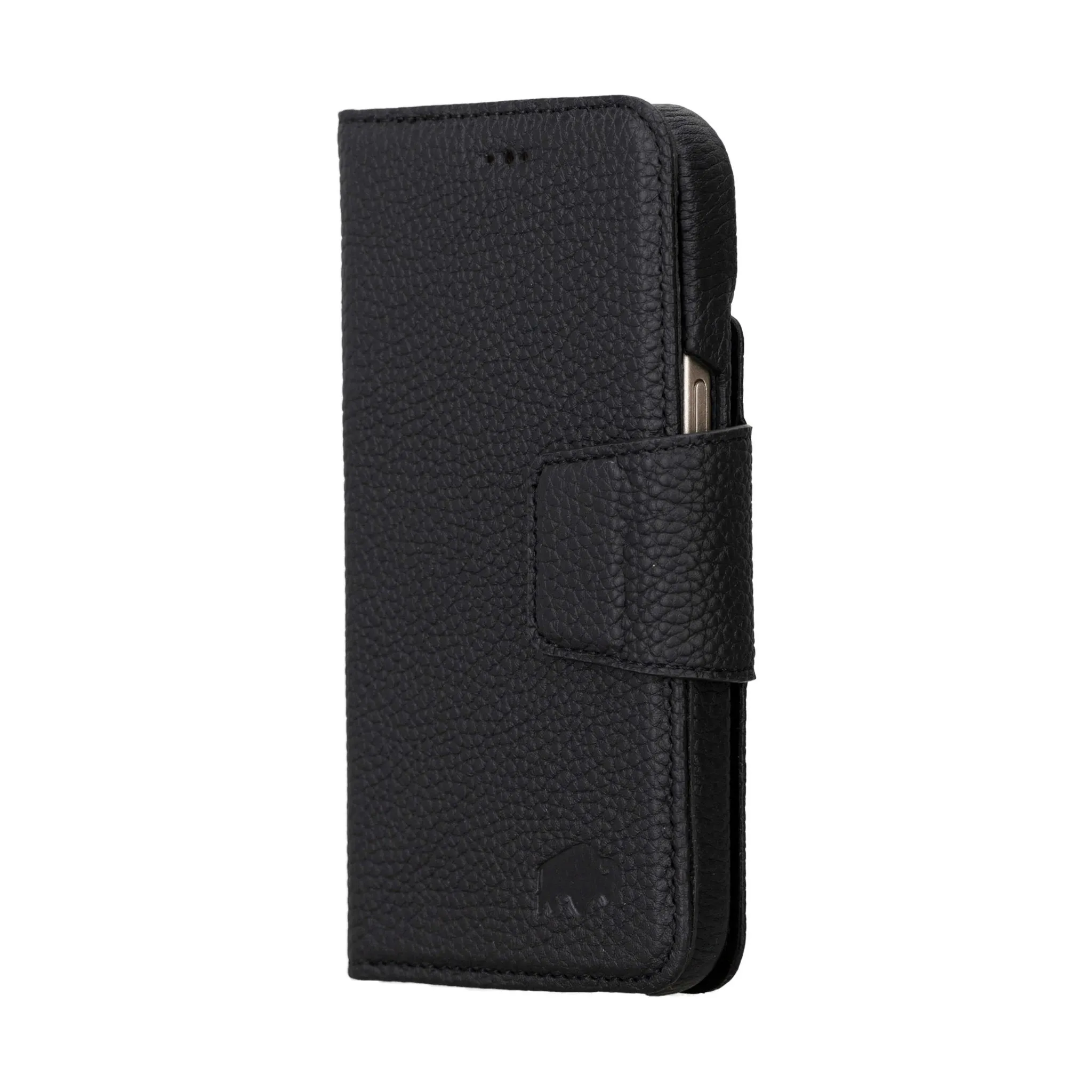 Burkley iPhone 15 Wallet Case, Pebble Black