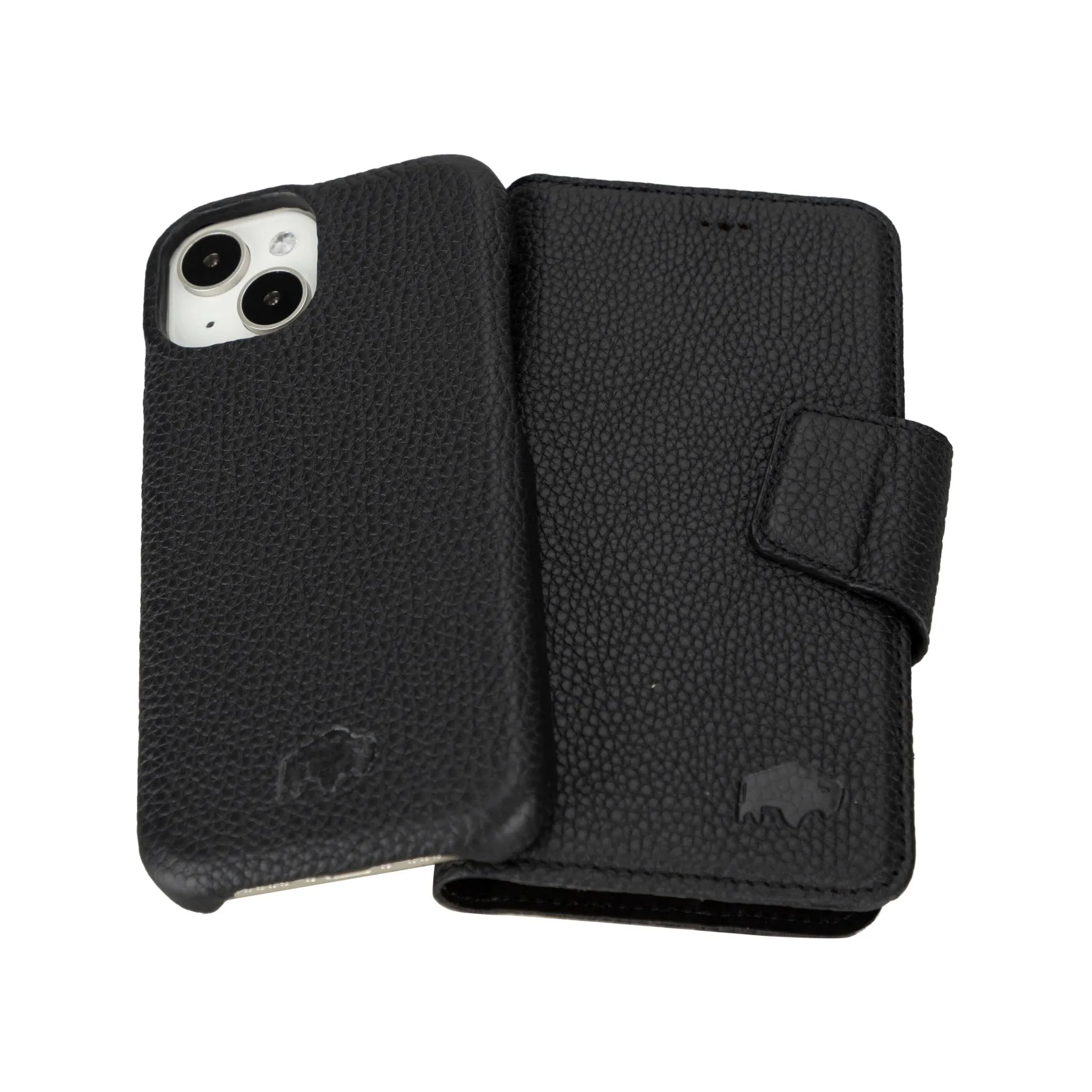 Burkley iPhone 15 Wallet Case, Pebble Black