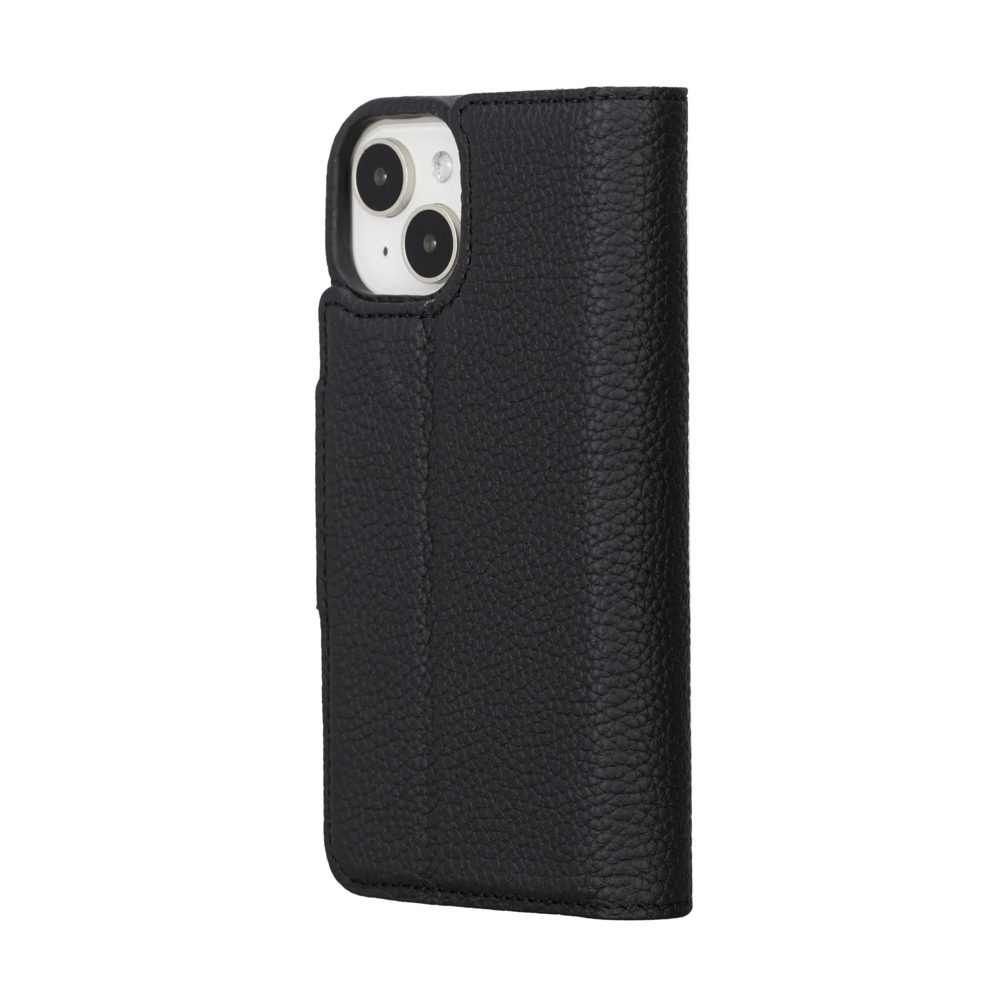 Burkley iPhone 15 Wallet Case, Pebble Black