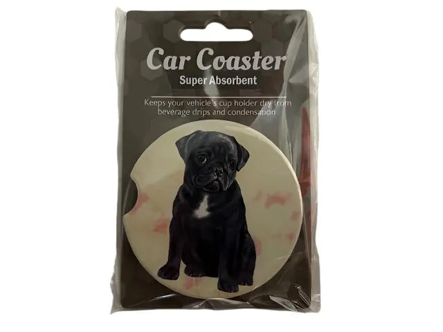 Car Coaster  Black Pug Dog    233 - 32