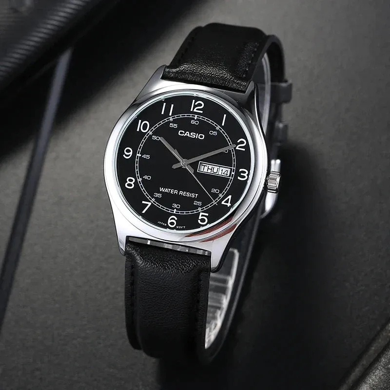 Casio Enticer Black Dial Leather Strap Mens Watch MTP-V006L-1B2UDF