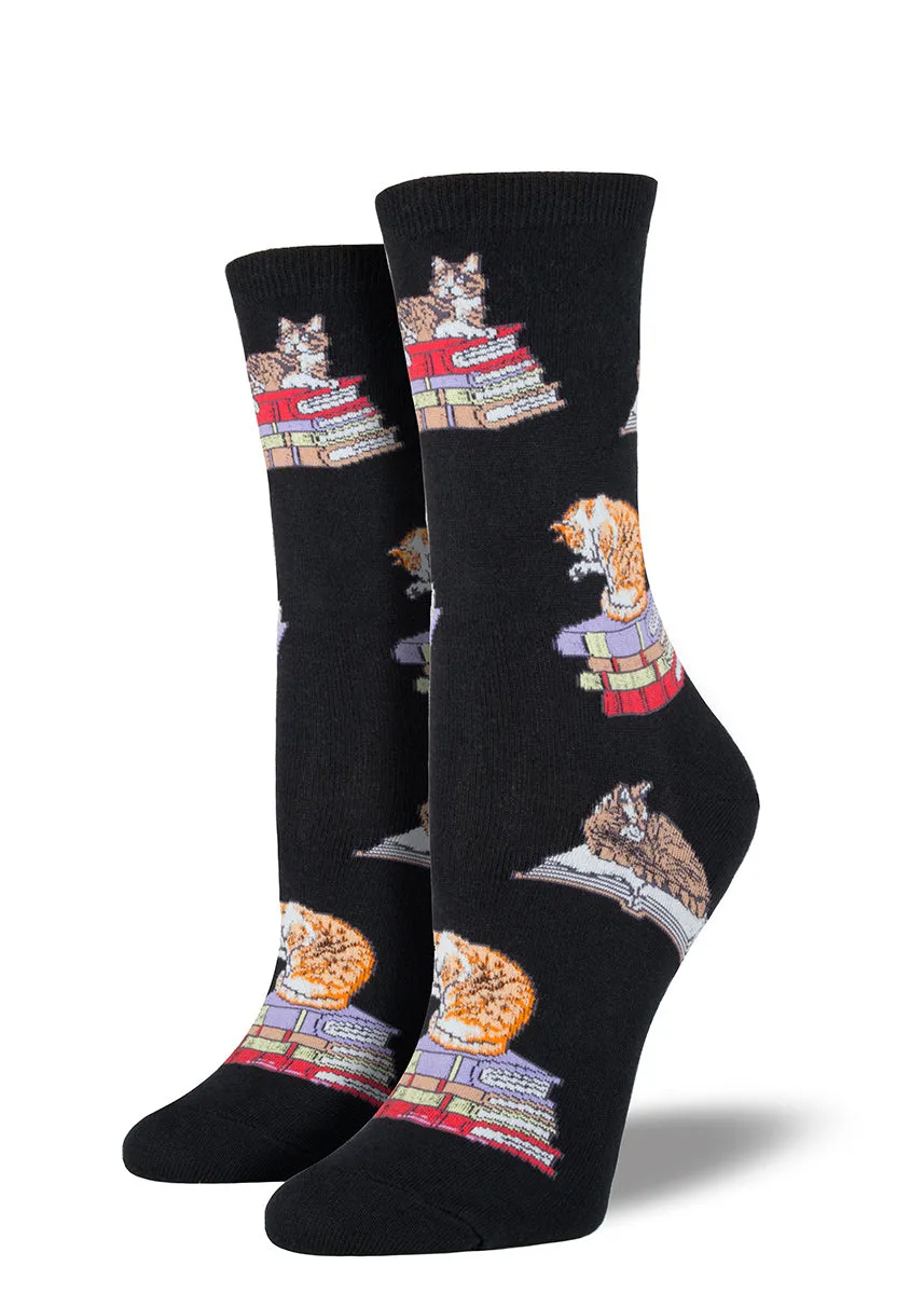 Cats On Books Crew Socks