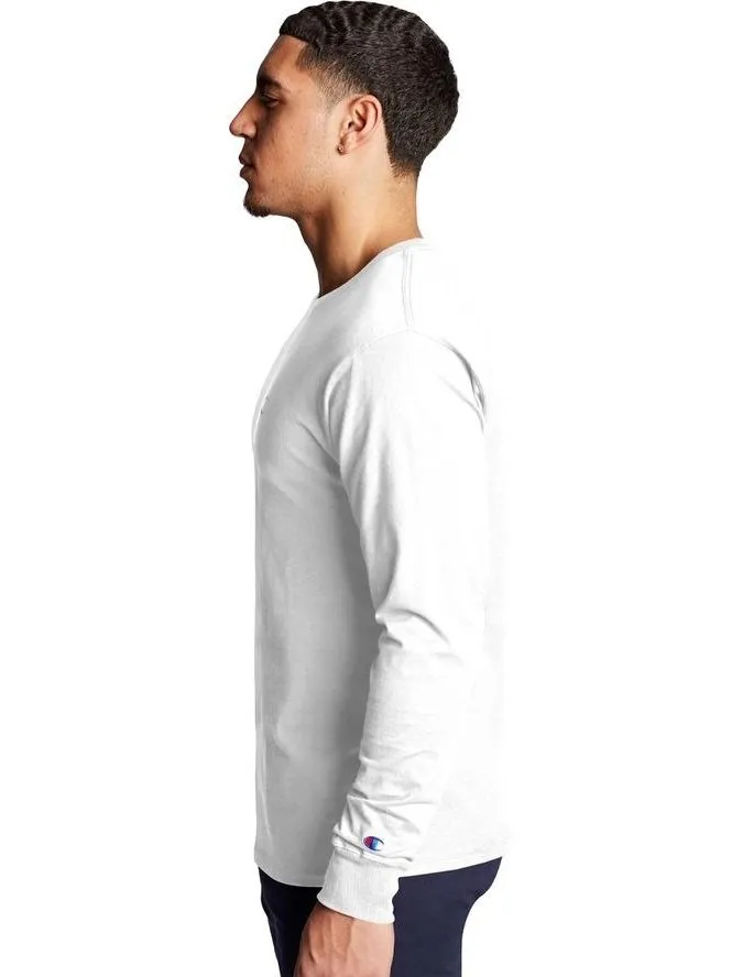Champion Classic Jersey Long-Sleeve Tee, C Logo White T2978 045