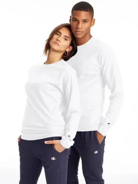 Champion Classic Jersey Long-Sleeve Tee, C Logo White T2978 045