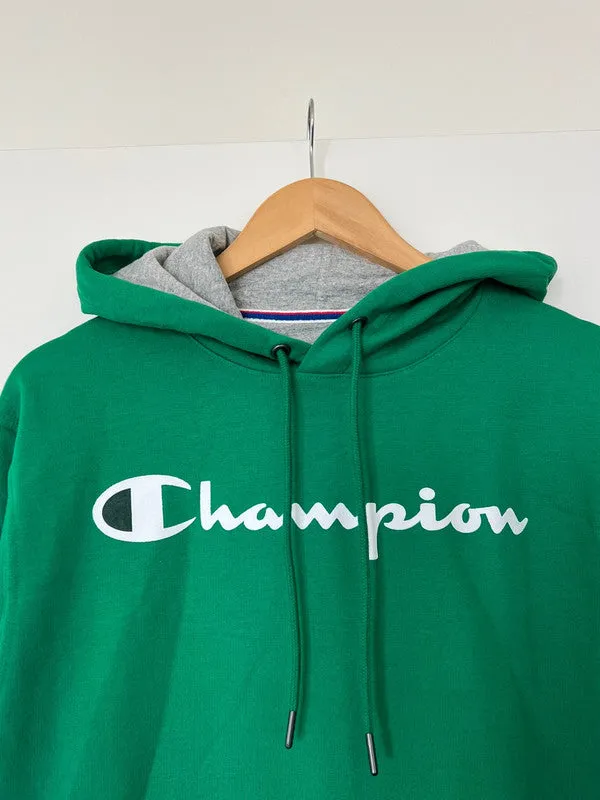 Champion Men's Powerblend Fleece Hoodie Script Logo Green Vine GF89H Y07718 VZU