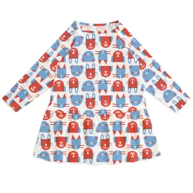 Chicago Dress - Furry Friends Red & Blue