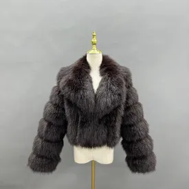 Chocolate Premium Faux Fur Collared Jacket