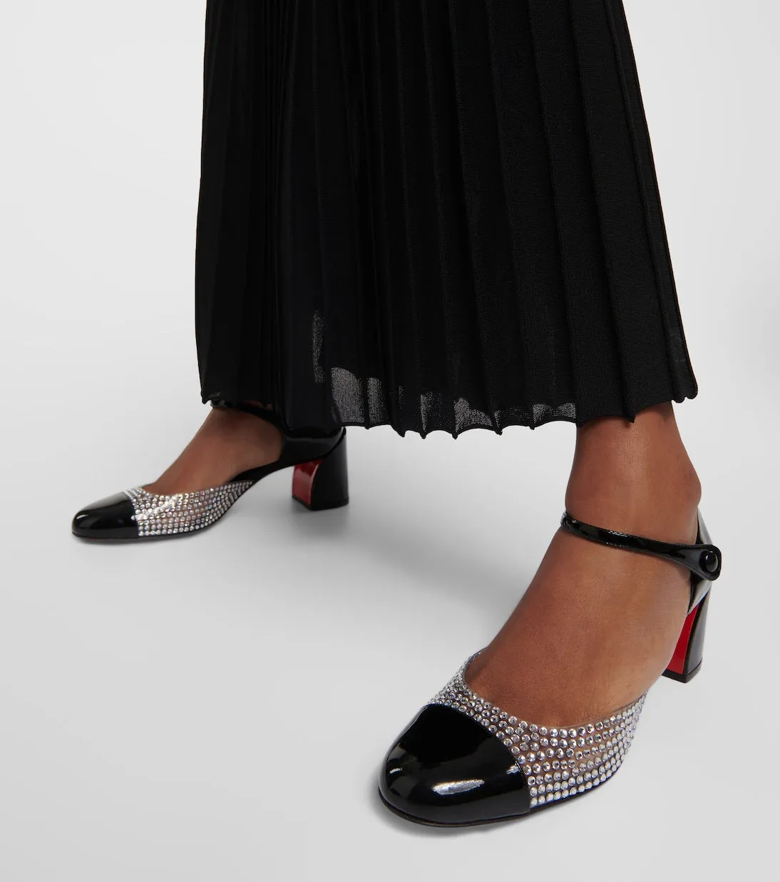 Christian Louboutin patent leather pumps with crystals, black