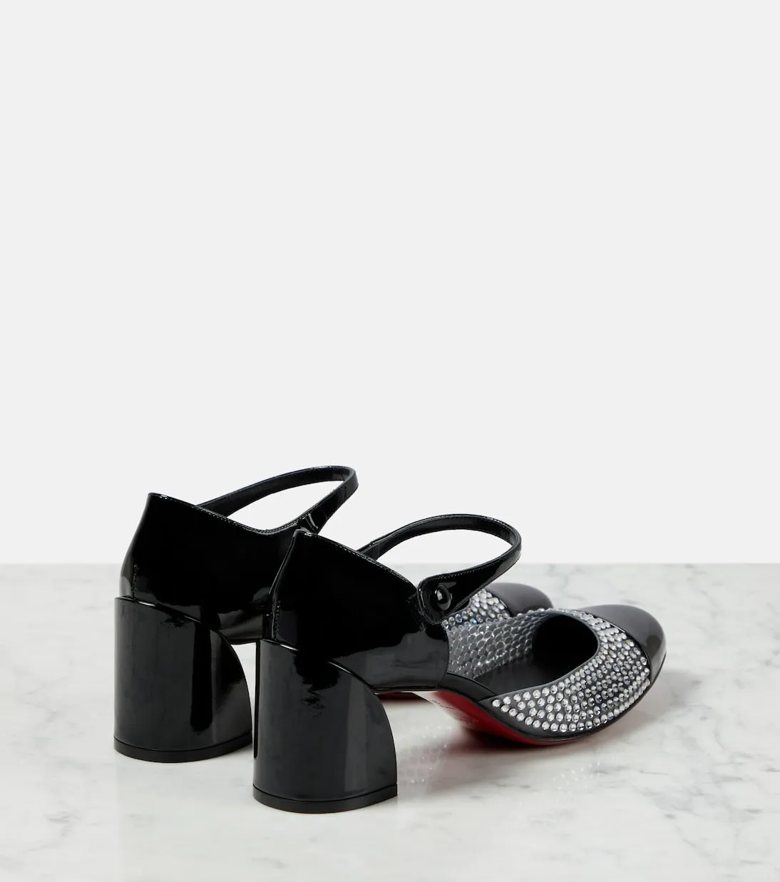 Christian Louboutin patent leather pumps with crystals, black