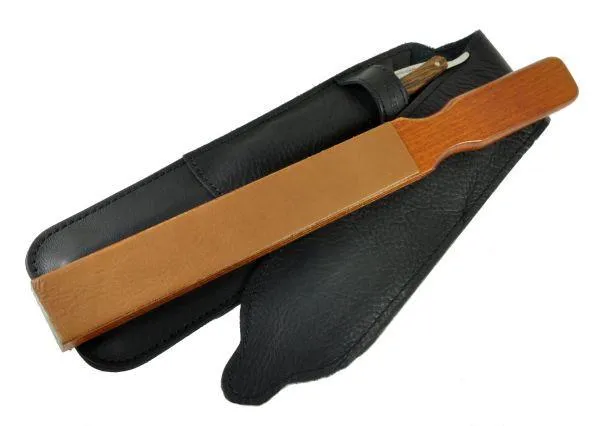 Classic Shaving Travel Strop in Leather Case - Black