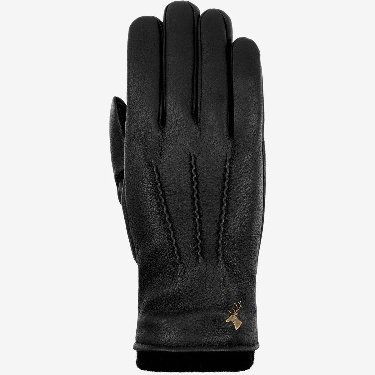 Columbus (black) – deerskin (American deerskin) leather gloves with warm wool lining