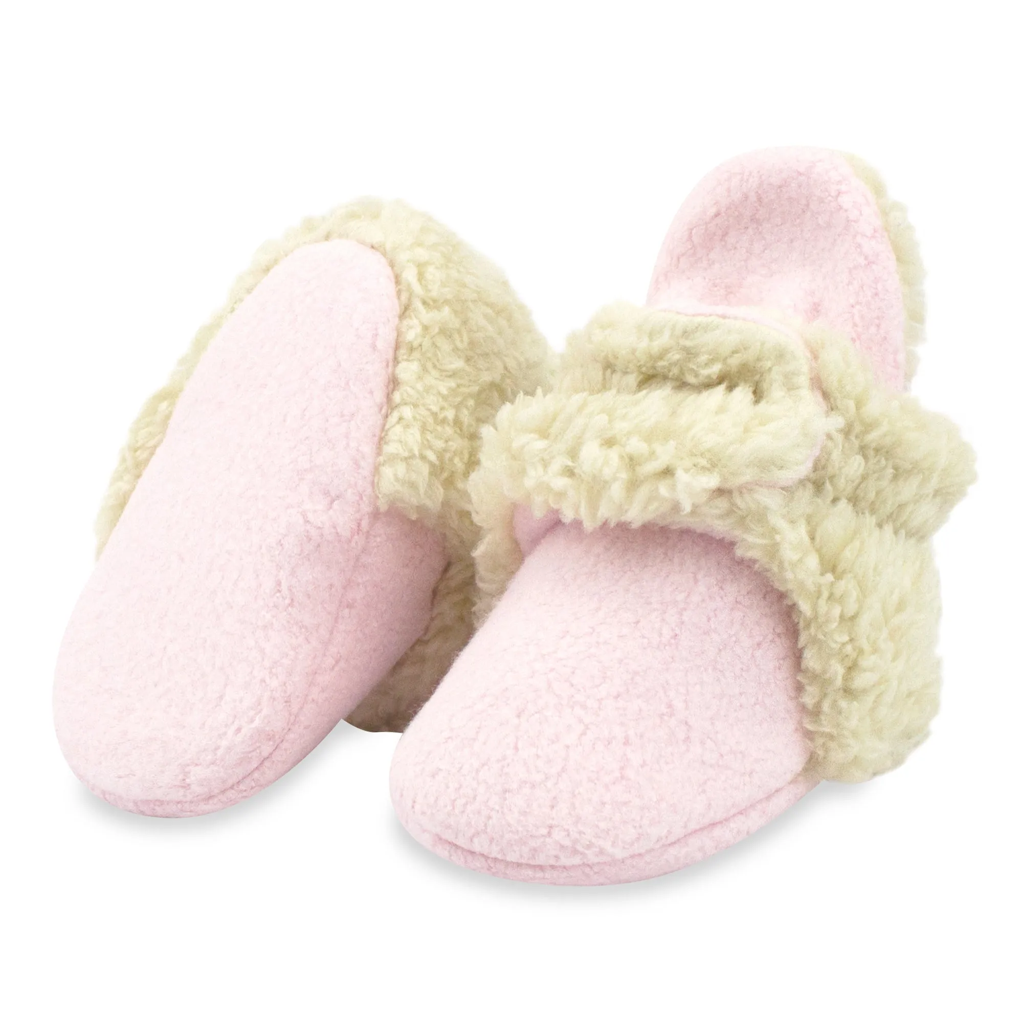 Cozie Furry Gripper Baby Bootie - Baby Pink