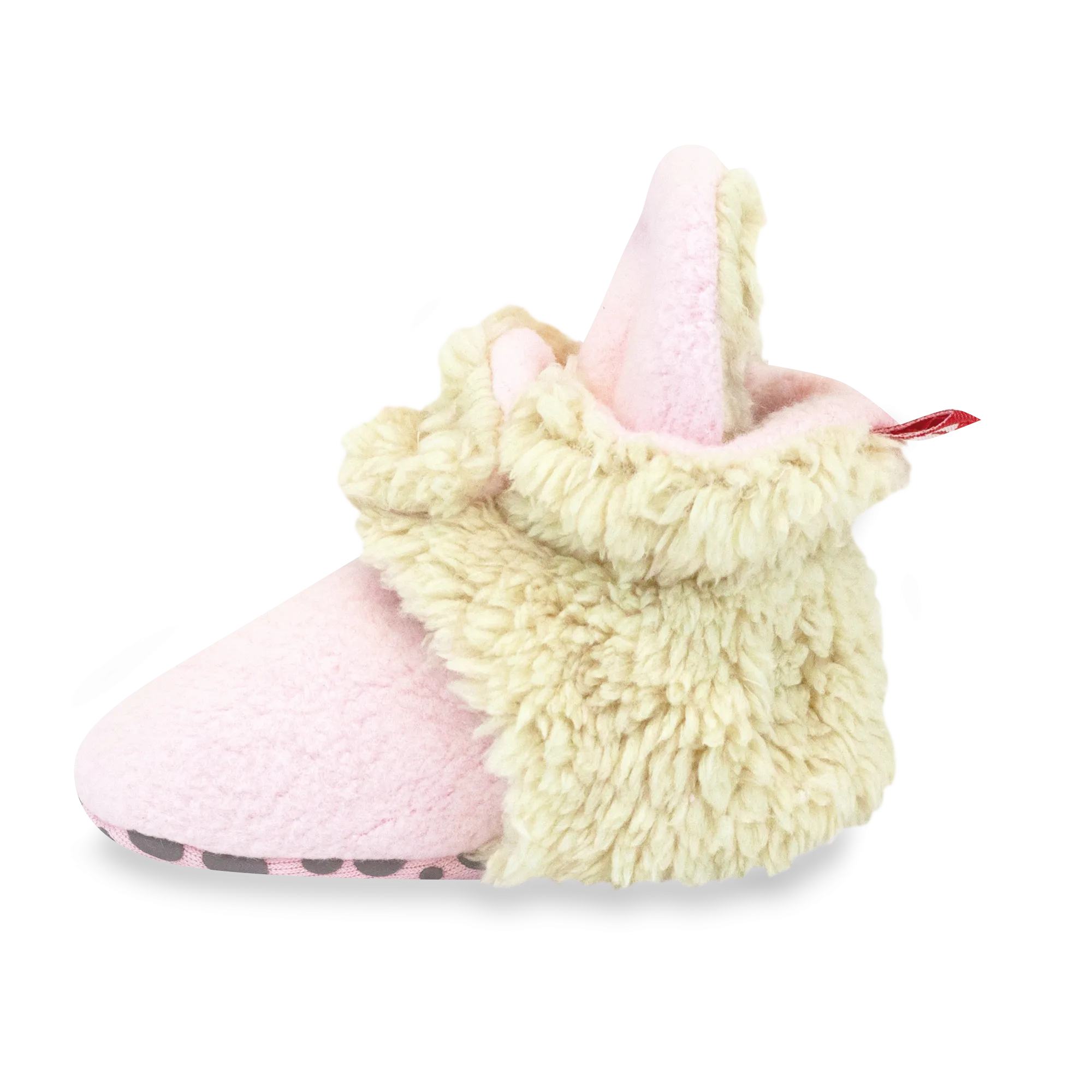 Cozie Furry Gripper Baby Bootie - Baby Pink