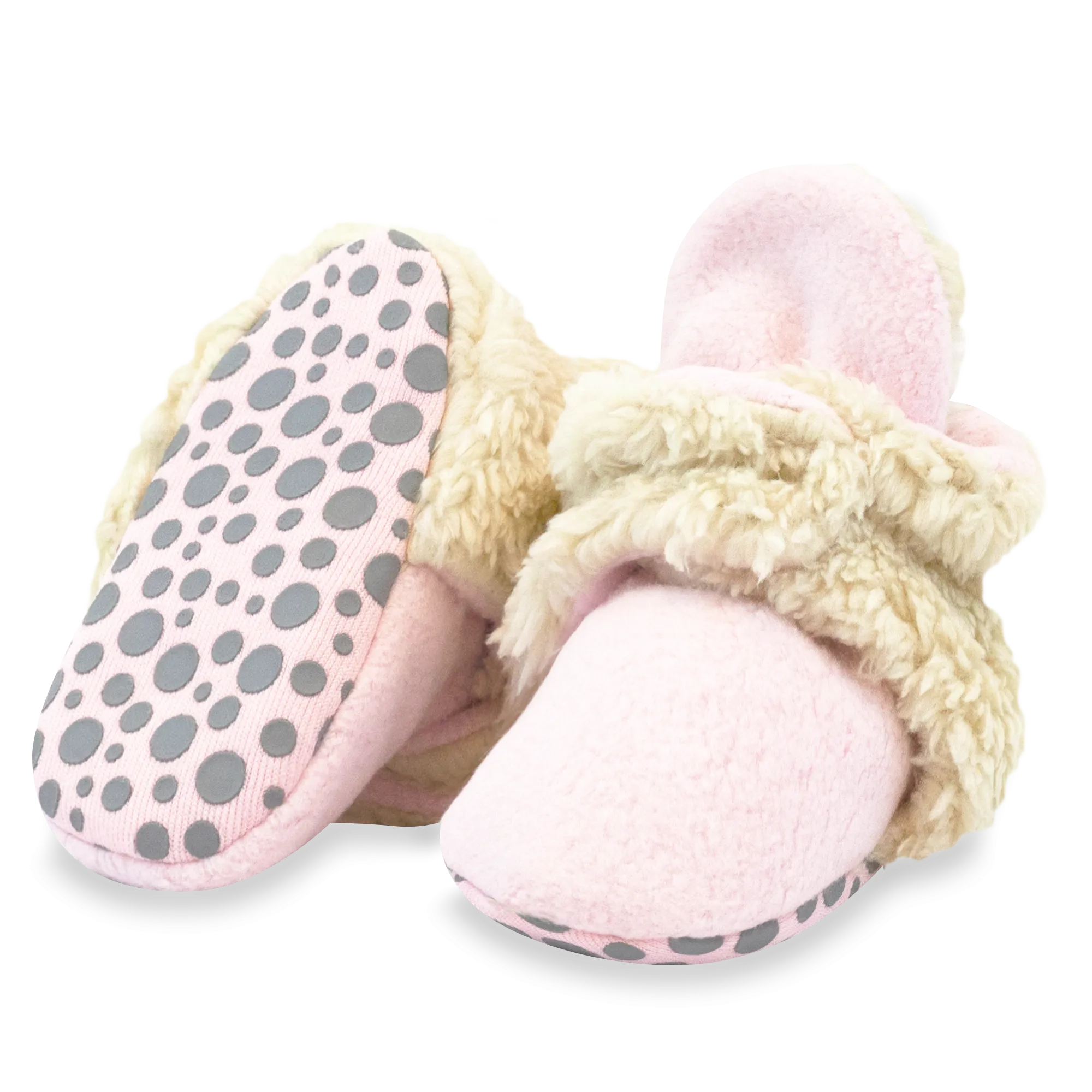 Cozie Furry Gripper Baby Bootie - Baby Pink