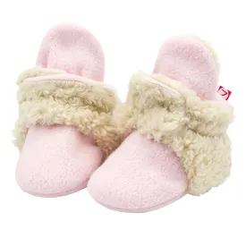 Cozie Furry Gripper Baby Bootie - Baby Pink