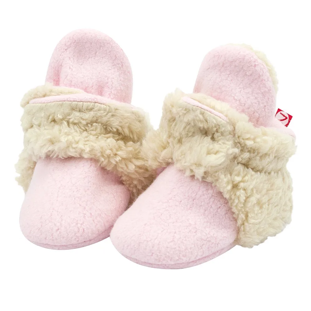Cozie Furry Gripper Baby Bootie - Baby Pink