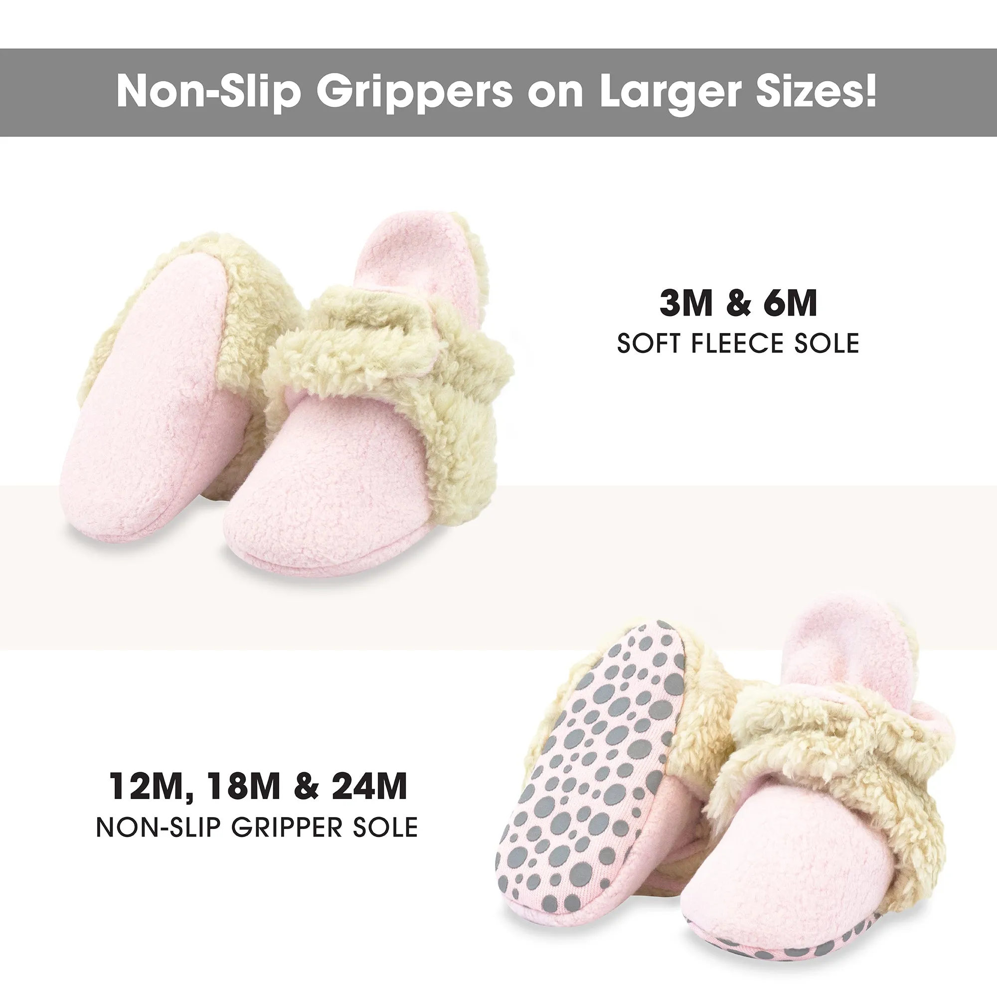 Cozie Furry Gripper Baby Bootie - Baby Pink