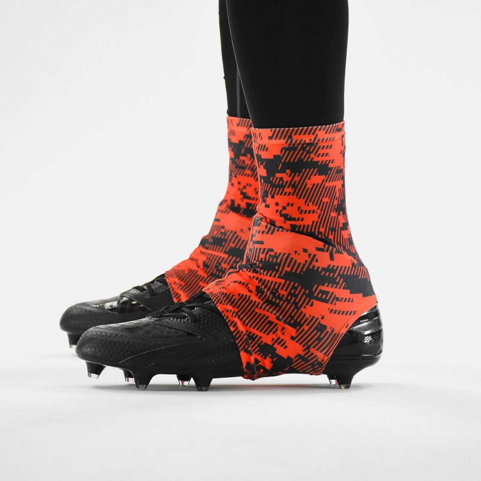 Digital Ultra Camo Orange-red and Black Kids Spats / Cleat Covers