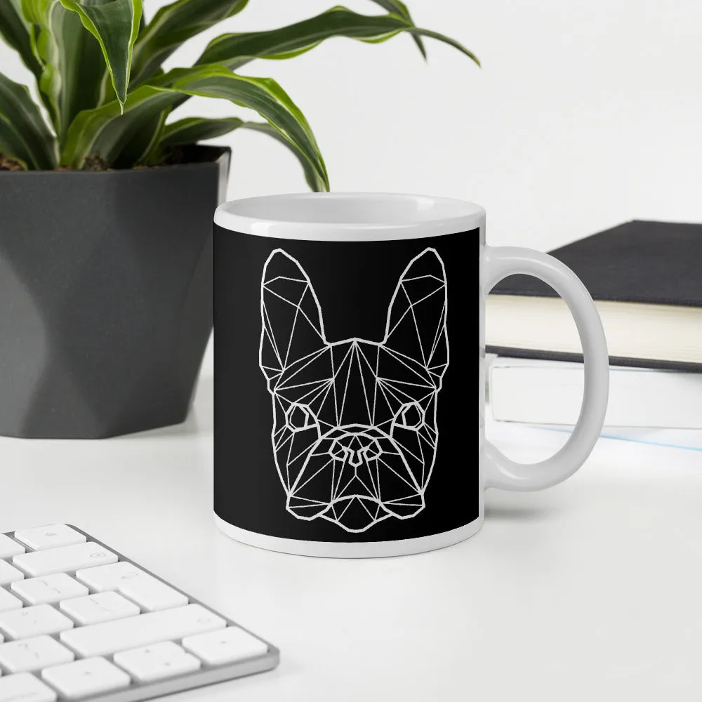 Frenchie Mug Black with White Polygon