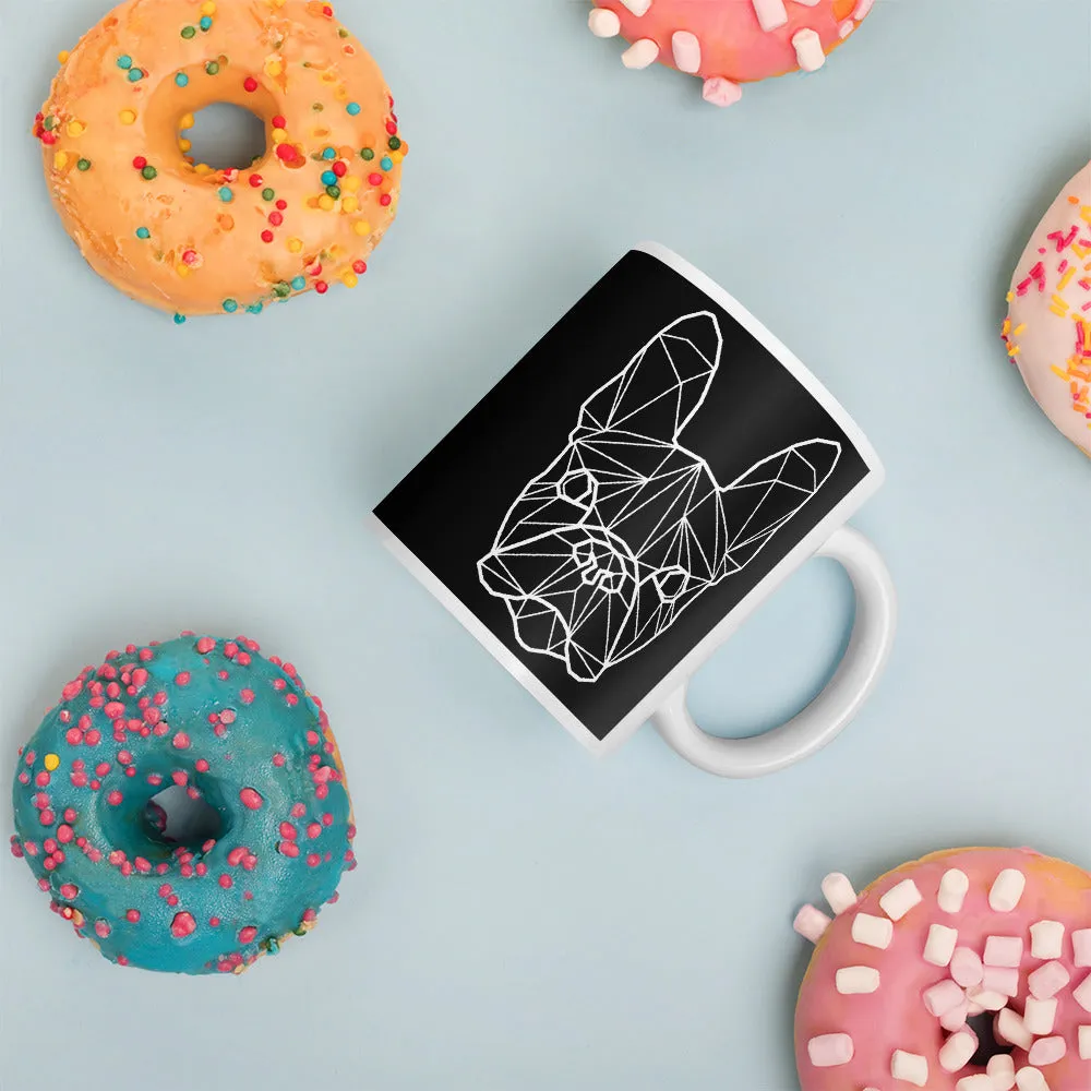 Frenchie Mug Black with White Polygon