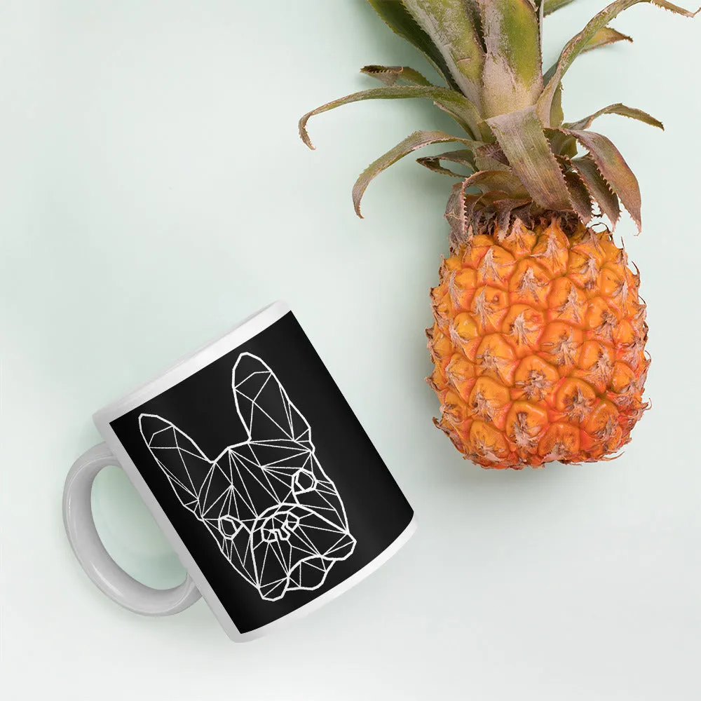 Frenchie Mug Black with White Polygon