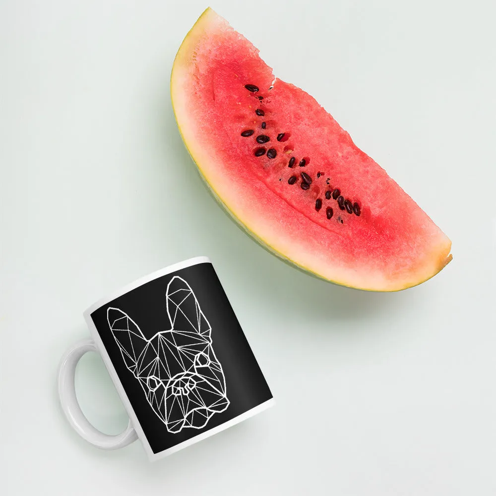 Frenchie Mug Black with White Polygon